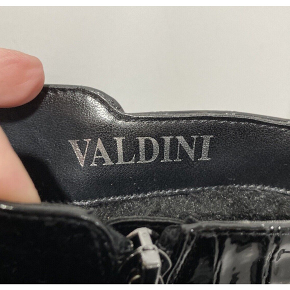 Valdini Mia ankle boots black patent and moc croc texture US 6M zip faux buckle - Picture 9 of 11
